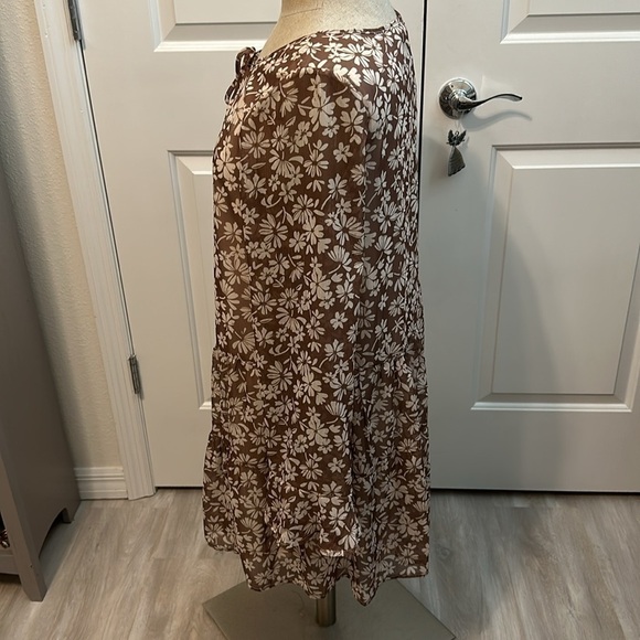 PEACH LOVE CALIFORNIA BOHO FLORAL SHIMMER THREADED DRESS GUC SZ M VERSATILE - Picture 7 of 12